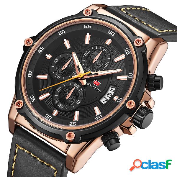 Estilo militar luminosa data pulseira de couro homens