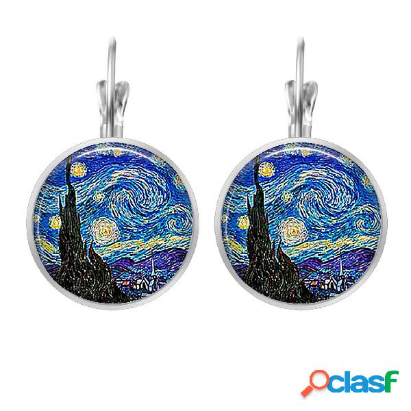 Ethnic Starry Time Gemstone Brincos Imagem azul Brincos Drop