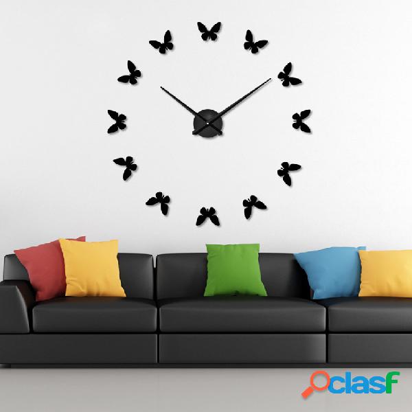 Grande 3D DIY relógio de parede Home Decor Espelho Adesivo