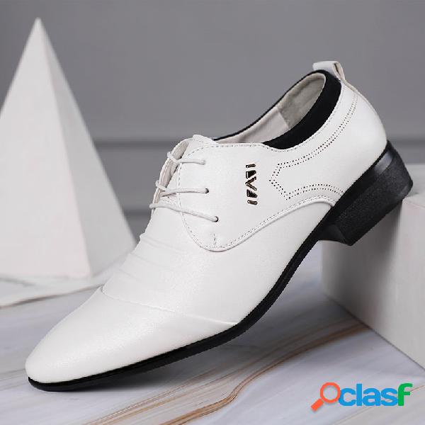 Homens Classic Pure Color apontou Toe Lace Up Business