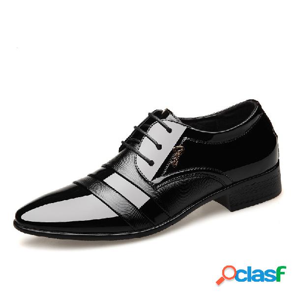 Homens Classic dedo apontado preto rendas até sapatos