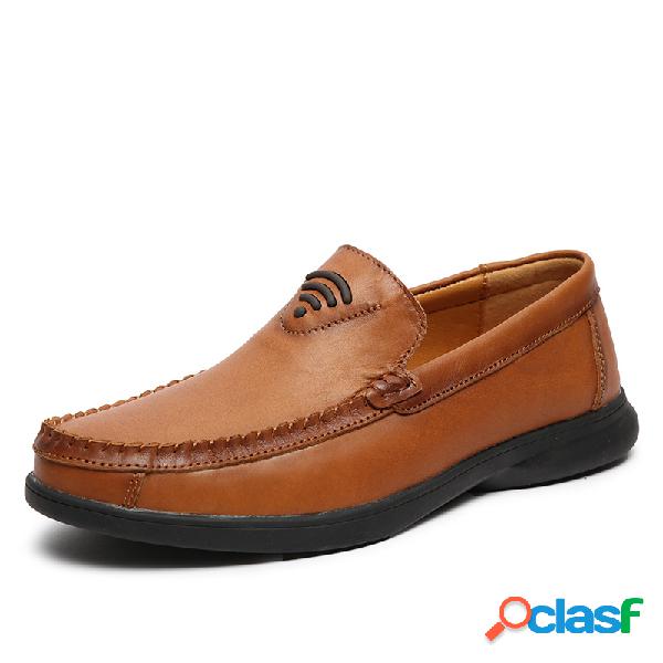 Homens Couro Genuíno Antiderrapante Soft Sola Casual