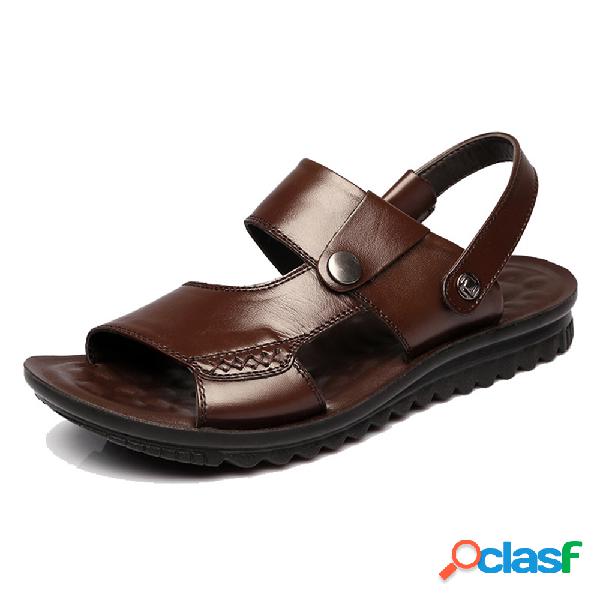 Homens Couro Genuíno Slip Resistant ao ar livre Casual