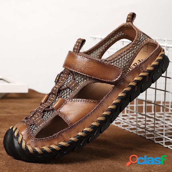 Homens Fechados Toe Hand Stitching Outdoor Non Slip Dress