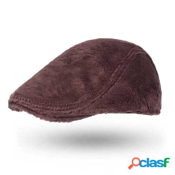 Homens Mulheres Inverno Engrossar Veludo Quente Beret Cap