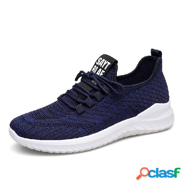 Homens Pure Color Malha Tecido Esporte Casual Sport Shoes