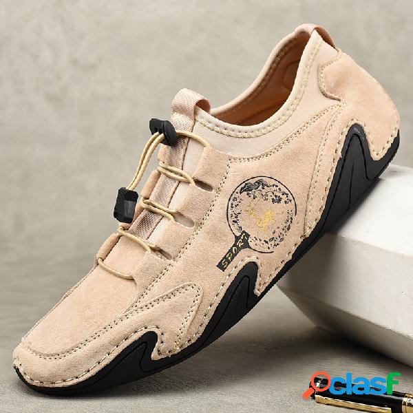 Homens Soft antiderrapante atam sapatos de couro de