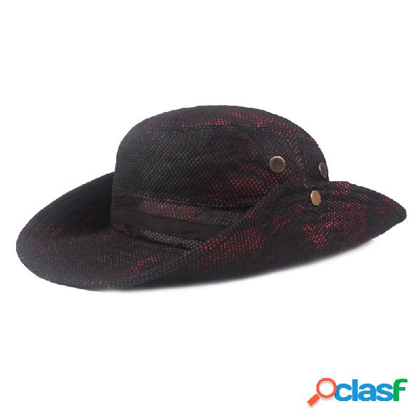 Homens Verão Algodão Camuflagem Visor Balde Chapéus