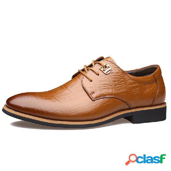 Homens à moda Crocodilo Padrão Lace Up Couro Business