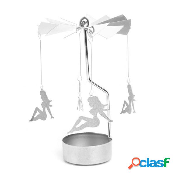 Hot Spinning Rotary Metal Carousel Tea Light Candle Holder