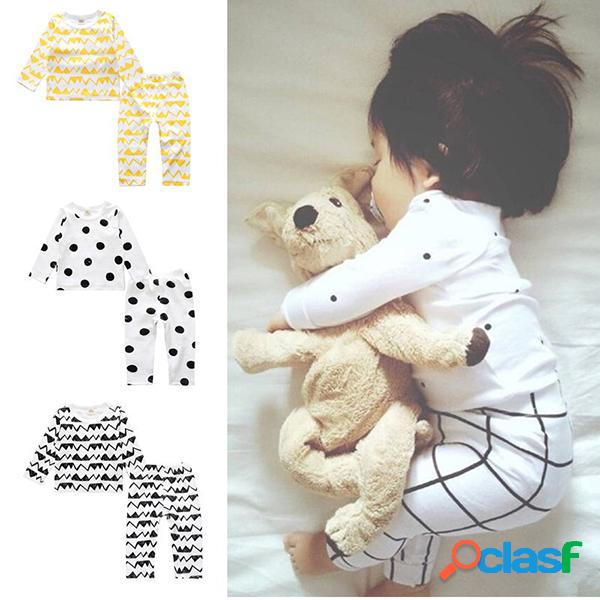 Impresso Unisex Kids Soft Pijamas de algodão Set Pijamas