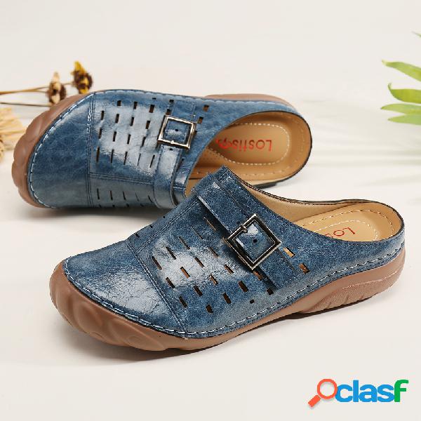 LOSTISY Mulheres Oco respirável Fechado Toe Casual Backless