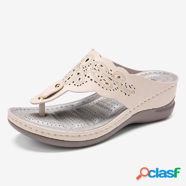 LOSTISY Oco Out Chinelos Recorte Holiday Praia Wedges