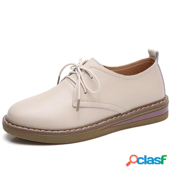 Lace Up estilo britânico sapatos casuais para as mulheres
