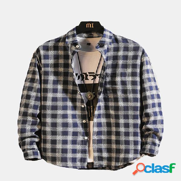 Manta casual de algodão Turn Down Collar Loose Fit Linho de