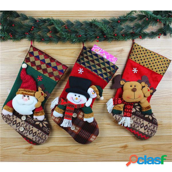 Meias de Natal tradicionais Meias Candy Boxes Santa Snowman