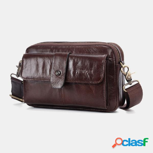Men Casual Genuine Leather Belt Bag Crossbody Bag