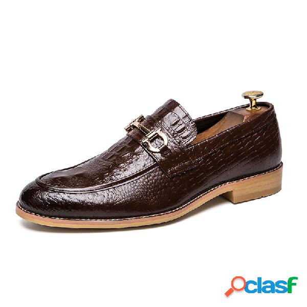 Men Metal Decor Penny Loafers Confortáveis Casual Sapatos