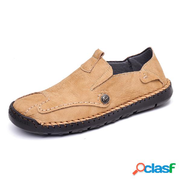 Menico Homens mão costura Soft deslizamento em mocassins de