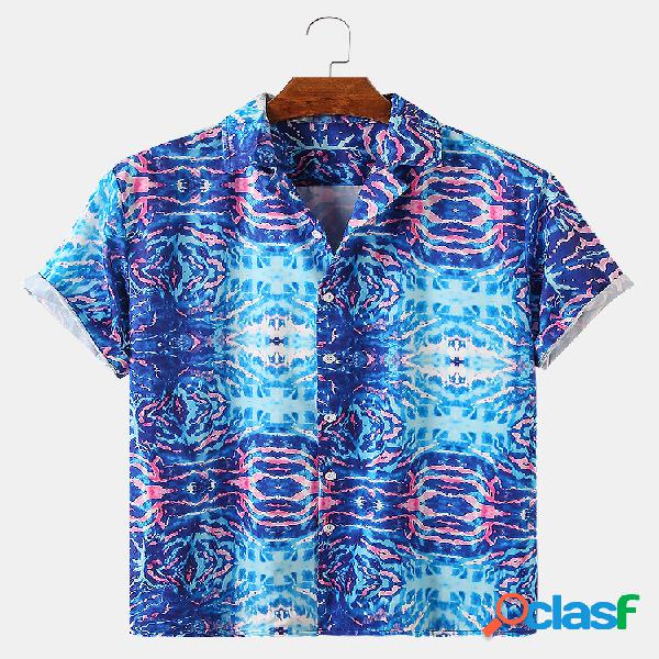 Mens Allover Print Respirável e fino Designer Camisas de