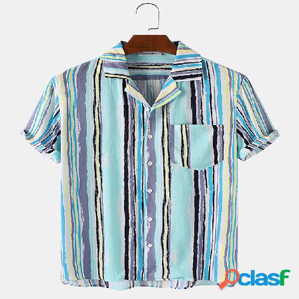 Mens Colorful Vertical Striped Print Simples Light Casual