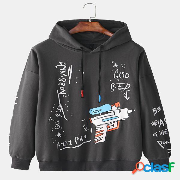 Mens Cotton Funny Cartoon Graffiti Doodle Script Impresso