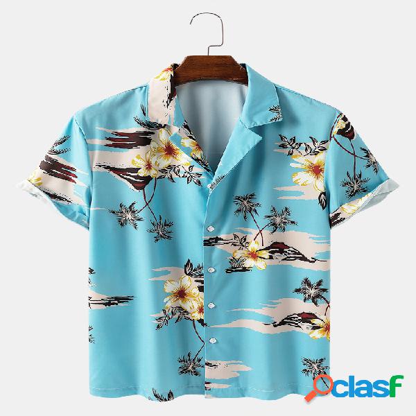 Mens Floral Coco Impresso Designer Camisas de manga curta