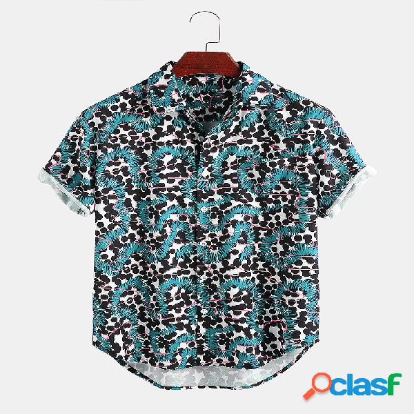 Mens Thin & Respirável Polka Dot impresso casual manga