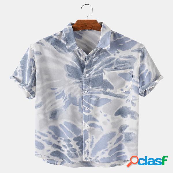 Mens Tie-Dye Print Camisas de manga curta soltas