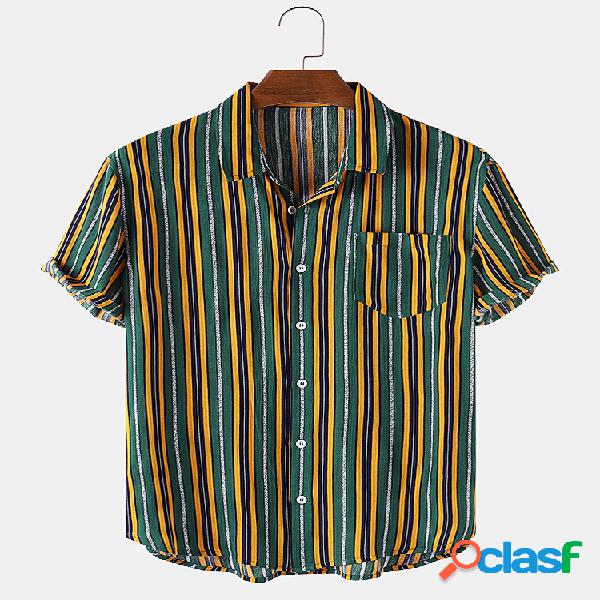 Mens listrado impressão casual luz verão designer camisas