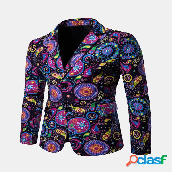 Mens moda impressão blazer Design casual masculino Slim Fit