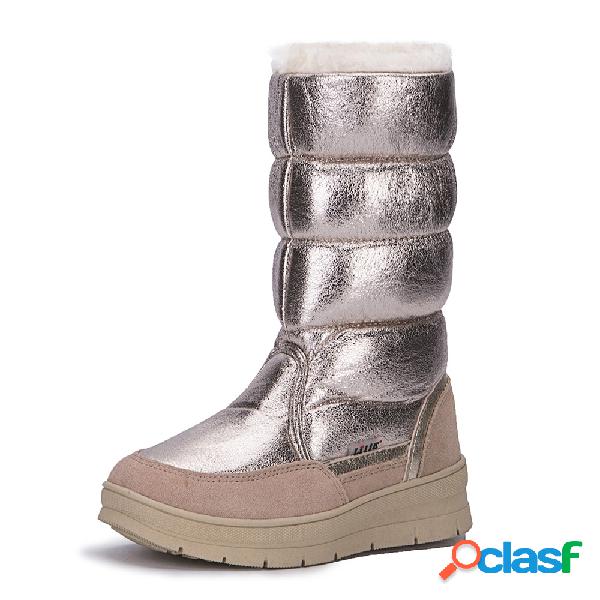 Metallic Mid Calf Plataforma Manter botas de pelúcia