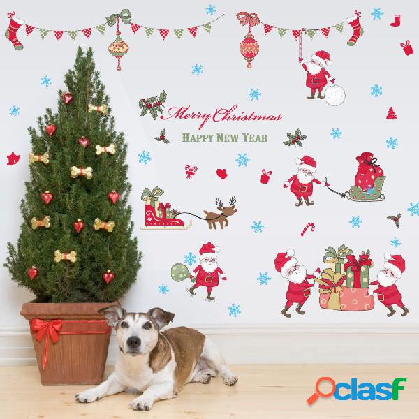 Miico SK9099 Adesivo de Parede Sala de estar Papai Noel Elk