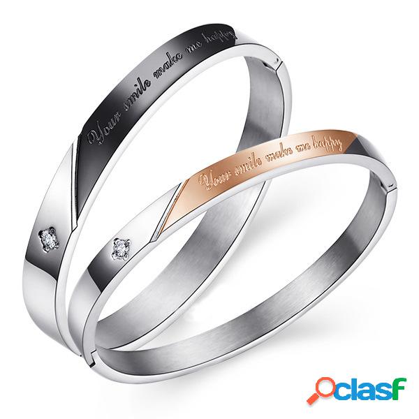 Moda Titânio Aço Casal Pulseiras Bangle Relação