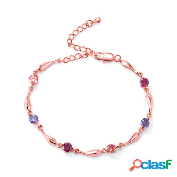 Moda Tornozeleiras Platinadas Colorido Zircon Gota