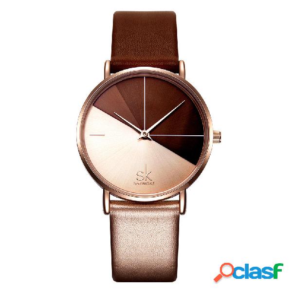 Moda feminina Quartz Watch Couro Banda Irregular Relógio