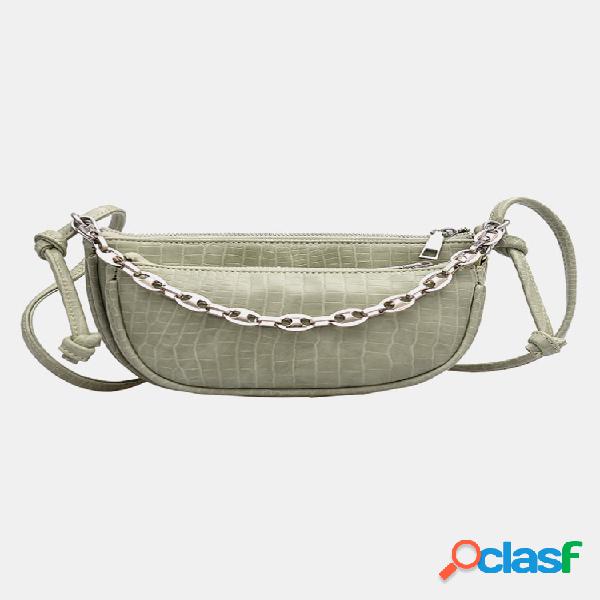 Mulheres 2PCS Crocodile Padrão Ombro em cadeia Bolsa