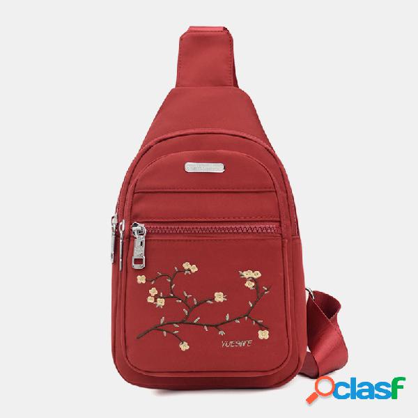 Mulheres Bordado impermeável Floral Crossbody Bolsa Peito