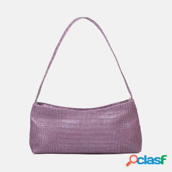 Mulheres Crocodilo Padrão Satchel Solid Shoulder Bolsa