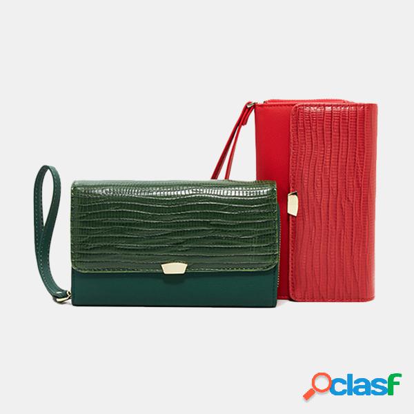 Mulheres Flap Crocodilo Longo Carteira Bolsa Telefone