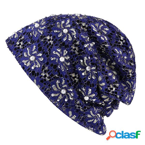 Mulheres Inverno Cor Sólida Oco Algodão Beanie Cap