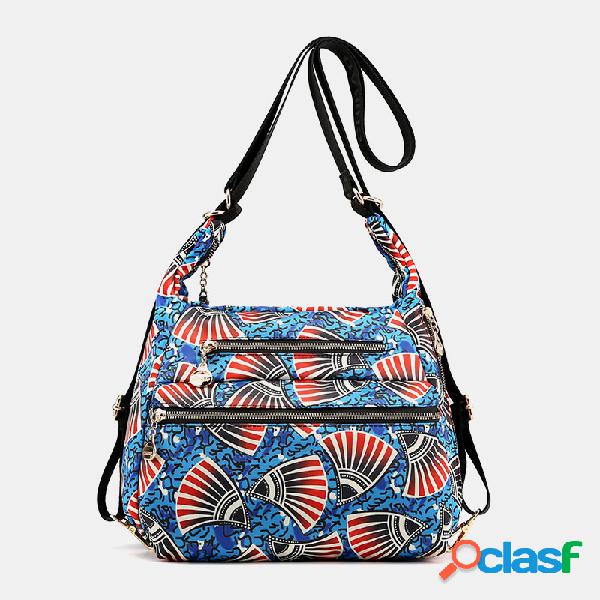 Mulheres Multi-Carry Waterproof Multi-pocket Print Crossbody