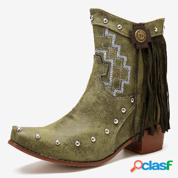 Mulheres Plus Tamanho Tassel Rivet Decoration Antiderrapante