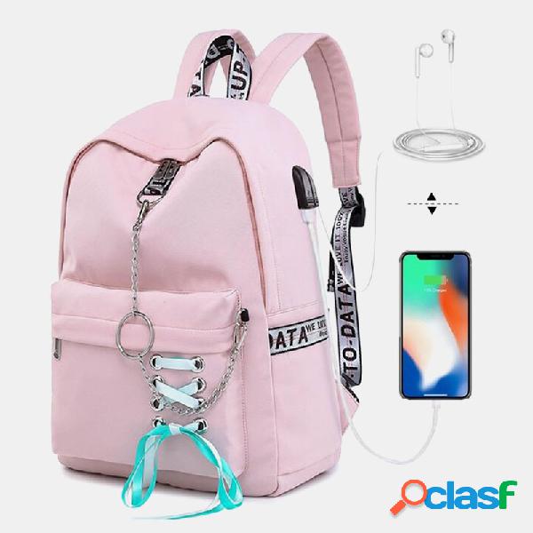 Mulheres Word Chain School Mochila de grande capacidade