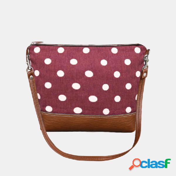 Mulheres patchwork pontilhada crossbody Bolsa