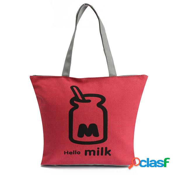 Ombro de lona menina Bolsa Compras dos desenhos animados