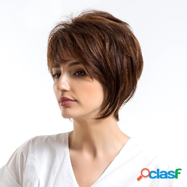 Perucas sintéticas misturadas reais retas do cabelo humano