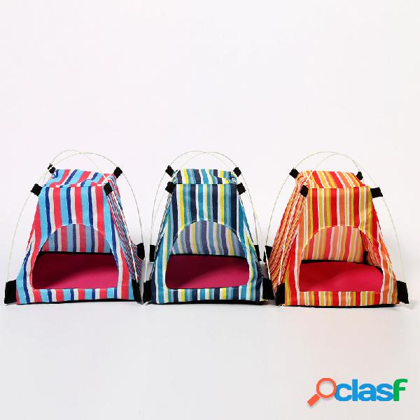 Pet Tent Doces Cor Listrado de Pano de Poliéster Material