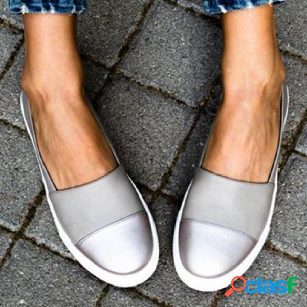 Plus tamanho mulheres casual splicing slip on flats