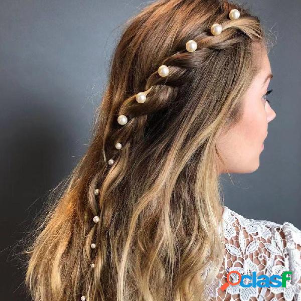 Pérola banhado a ouro do vintage Cabelo clipe conjunto de